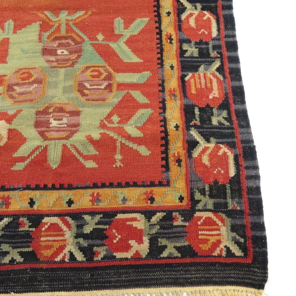 Kurdish Hand-Knotted Rug Wool Kilim Tribal-style Floral Motifs 64x38